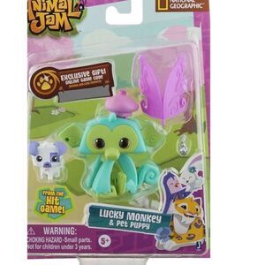 Animal Jam Core Friends Lucky Monkey With Pet Puppy Figure 11 H x 10 L x 5 W cm